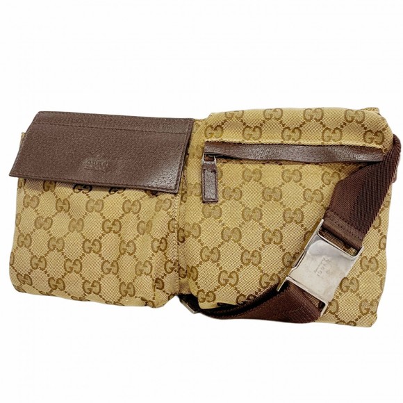Gucci GG Canvas Waist Bag 23566 Brown Women's - Picture 1 of 13